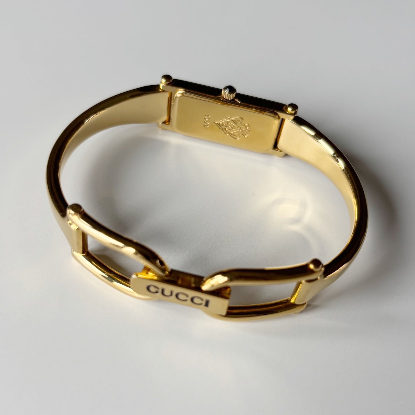 Gucci 1990s Seashell Dial Gold Plated Bangle Watch