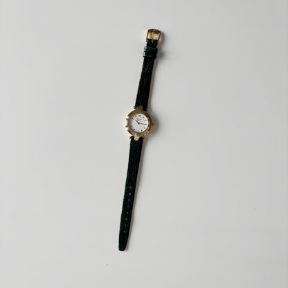 Dior 1990s Round Dial Interchangeable strap Gold Plated Watch with 3 straps, case