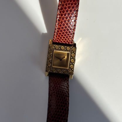 Dior 1990s La Parisienne Interchangeable Strap Gold Plated Watch with 3 straps, case