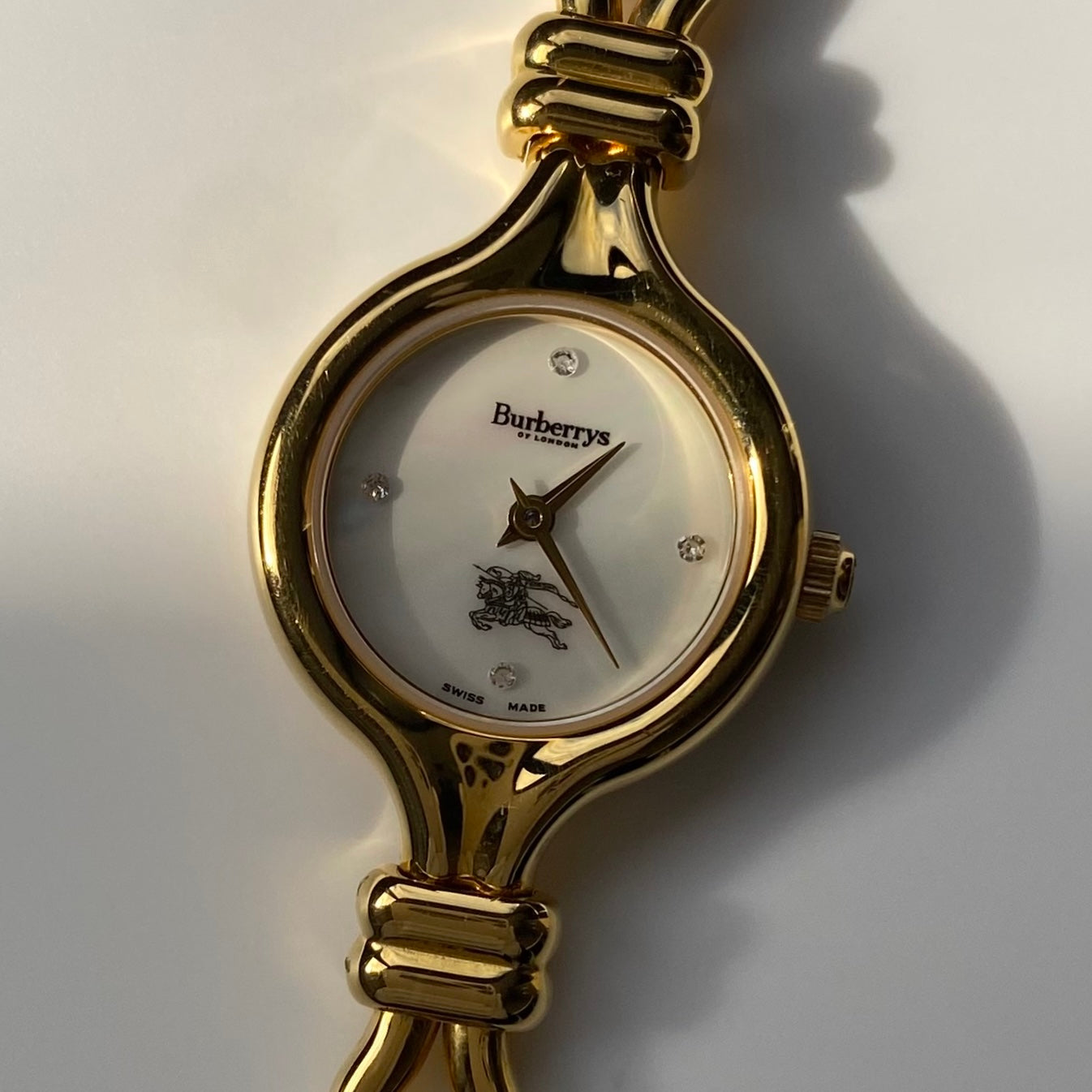 Burberry 1990s Seashell Dial Gold Plated Watch