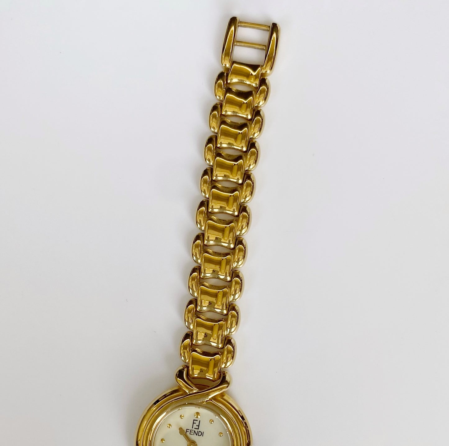 Fendi 1990s Seashell Dial Gold Plated Watch