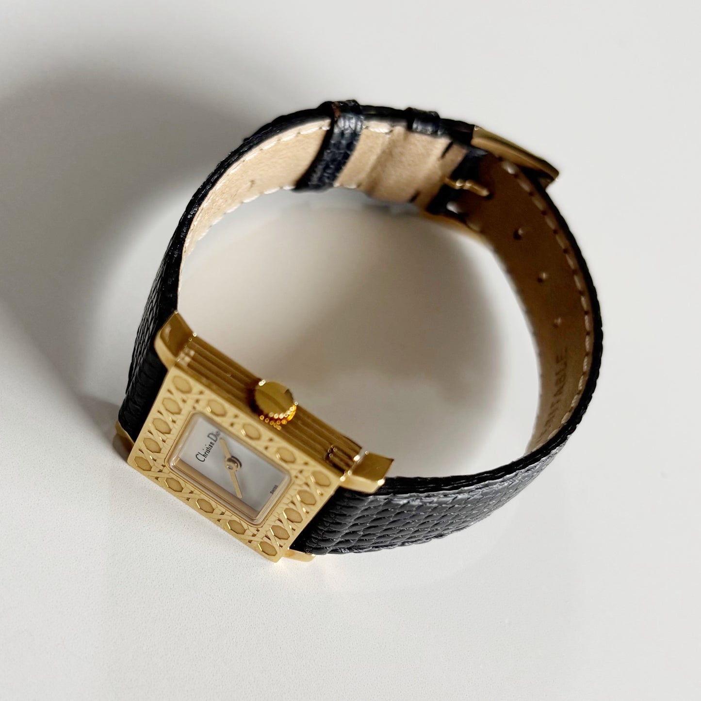 Dior 1990s La Parisienne Interchangeable Strap Gold Plated Watch with 3 straps, case