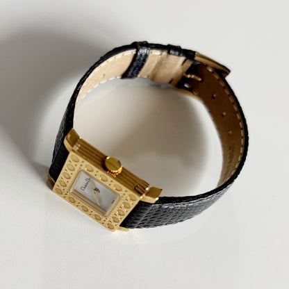 Dior 1990s La Parisienne Interchangeable Strap Gold Plated Watch with 3 straps, case
