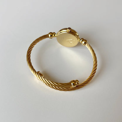 Gucci 1990s Seashell Dial Gold Plated Cable Bangle Watch