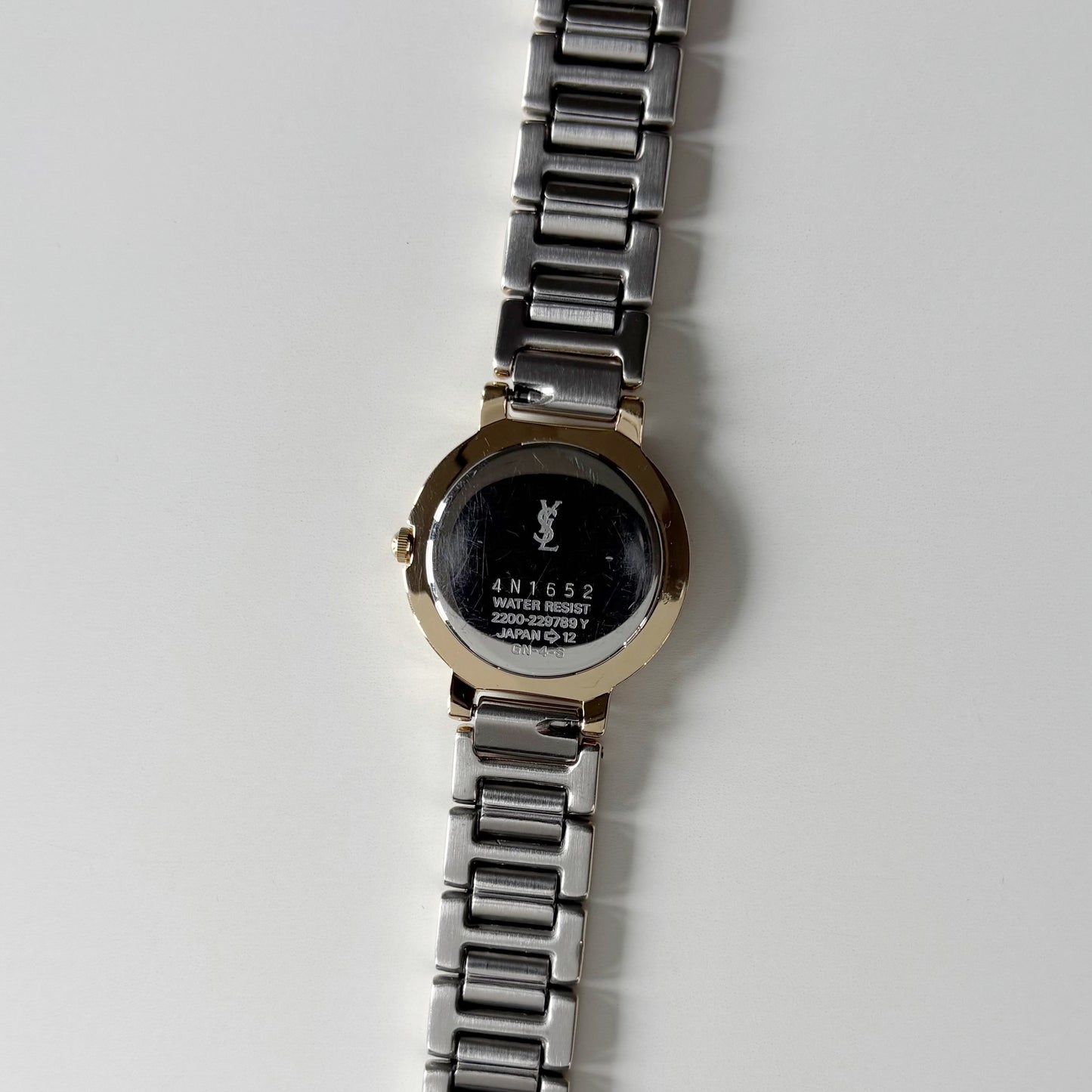 Yves Saint Laurent 1990s Black Round Dial Two Tone Watch