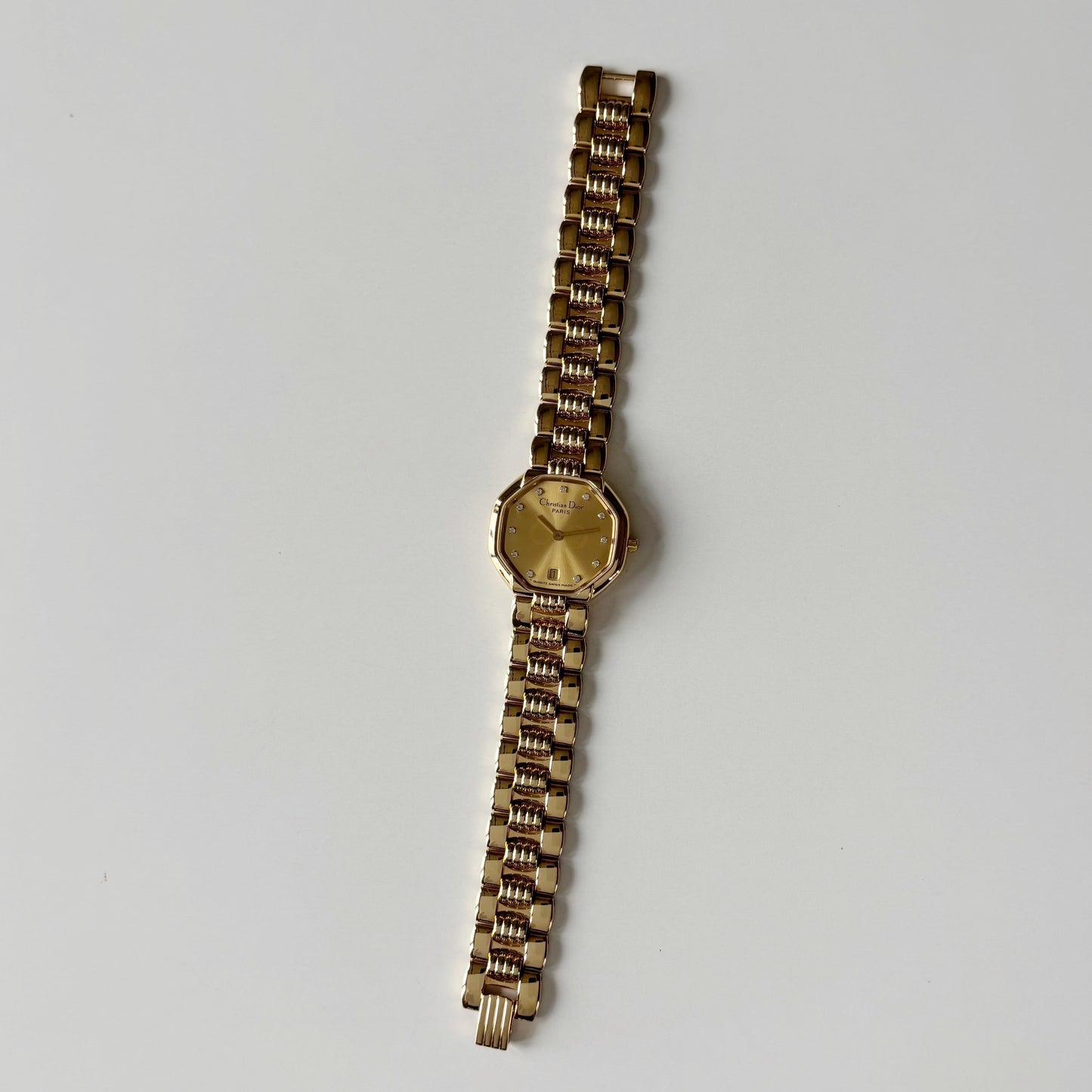 Dior 1990s Octagon Gold Plated Watch