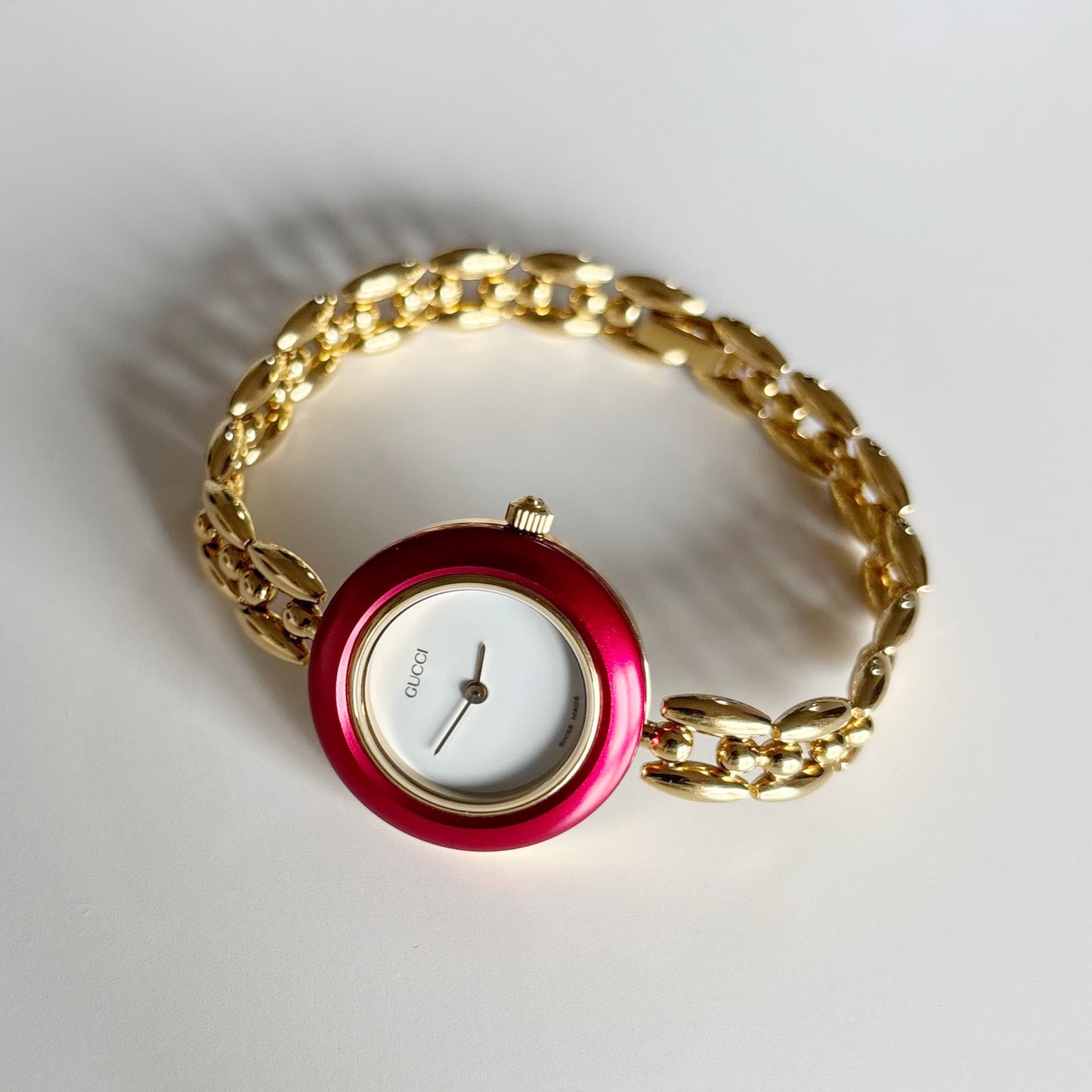 Gucci 1990s Interchangeable Bezel Gold Plated Watch with 6 bezels, case (165mm)