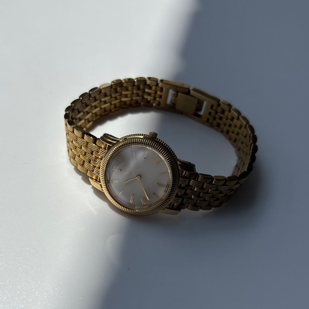 Yves Saint Laurent 1990s Round Dial Gold Plated Watch