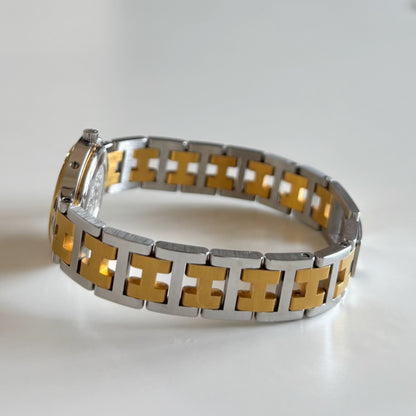 Hermes 1990s Clipper Round Dial Two Tone Watch