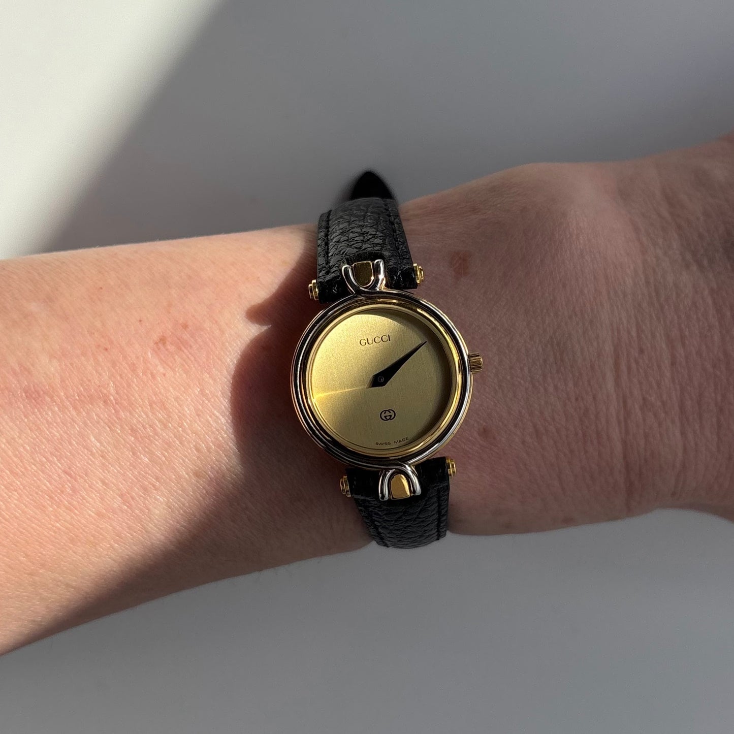 Gucci 1990s Round Dial Two Tone Watch