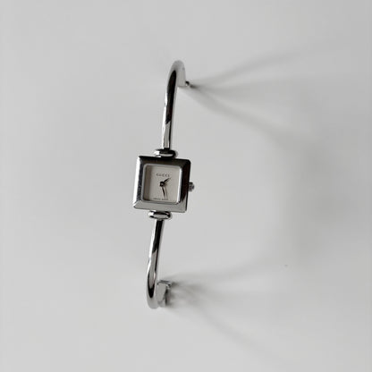 Gucci 1990s Square Dial Silver Bangle Watch