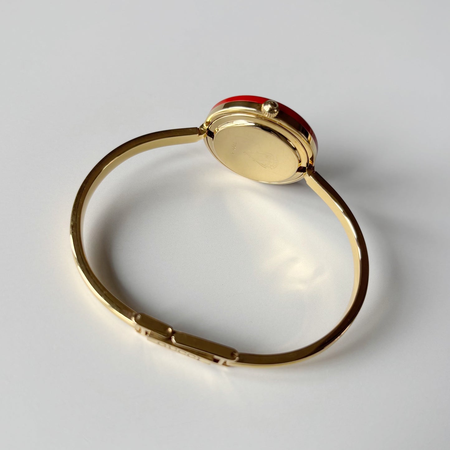 Gucci 1990s Interchangeable Bezel Gold Plated Bangle Watch with 12 bezels, case