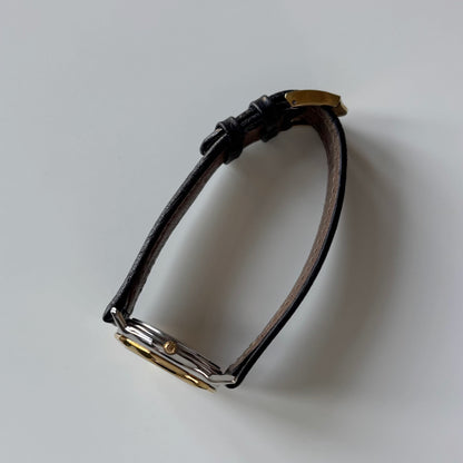 Gucci 1990s Date Black Round Dial Two Tone Watch