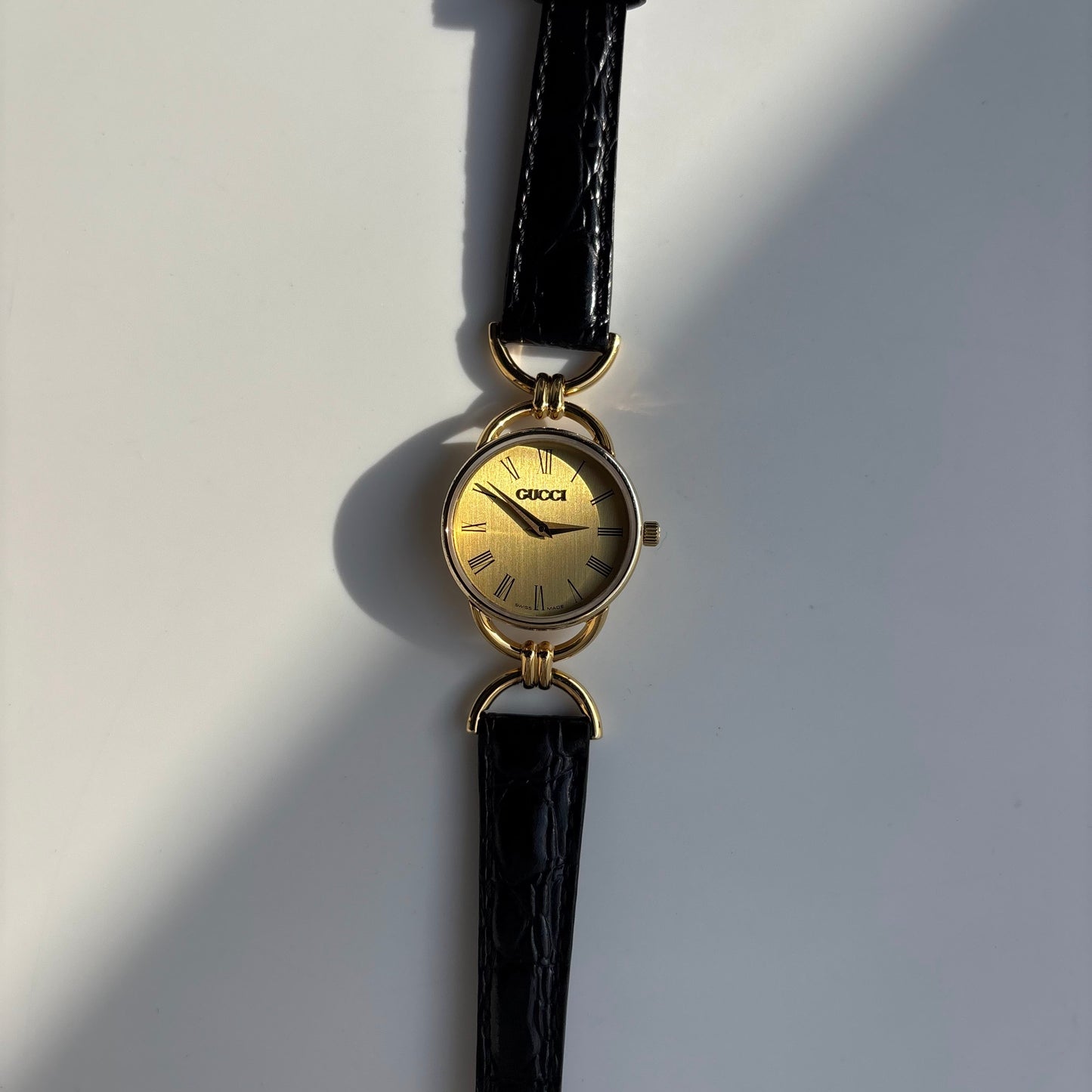 Gucci 1990s Gold Dial Horsebit Gold Plated Watch