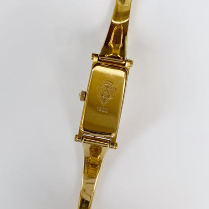 Gucci 1990s Rectangular Gold Plated Bangle Watch (Small)