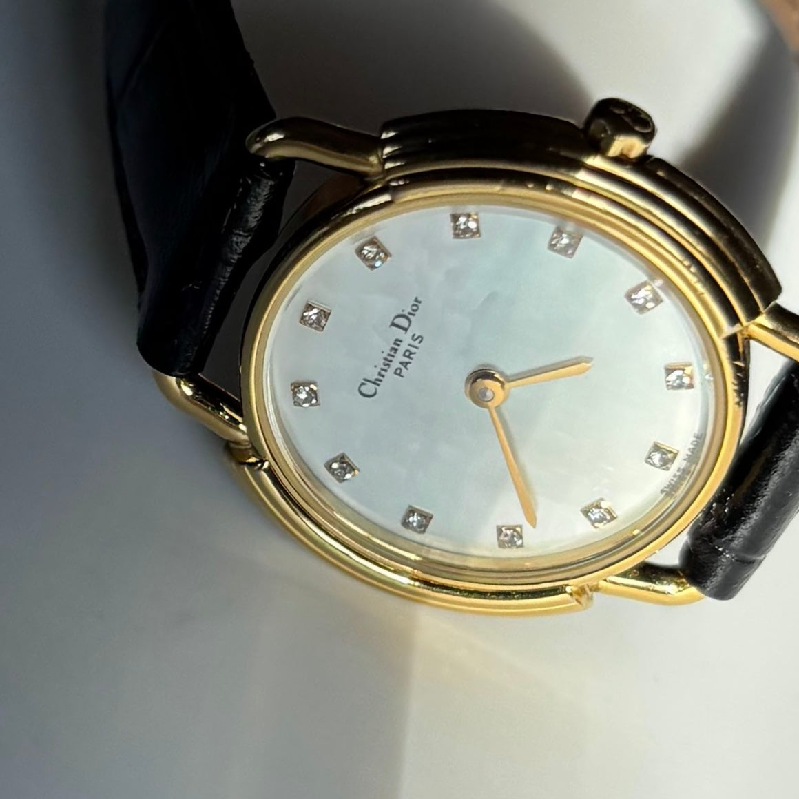 Dior 1990s Seashell Round Dial Gold Plated Watch