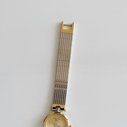 Dior 1990s Round Gold Dial Two Tone Watch