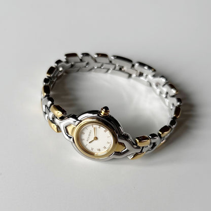 Yves Saint Laurent 1990s Round Dial Two Tone Gold Plated Watch