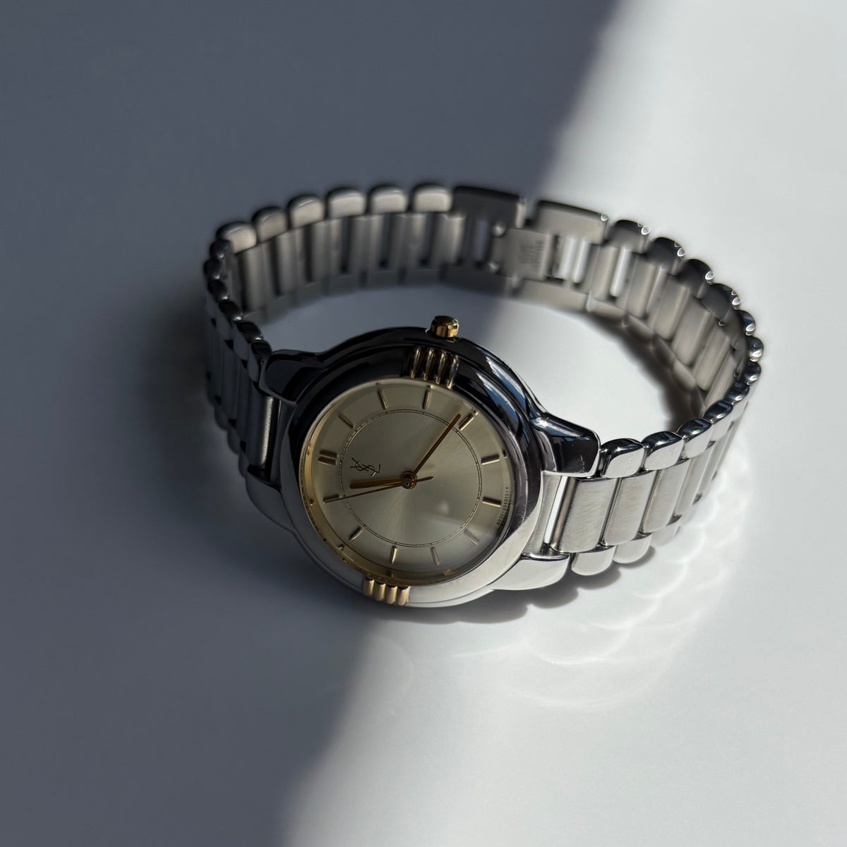 Yves Saint Laurent 1990s Round Dial Two-Tone Gold-Plated Watch (Large)
