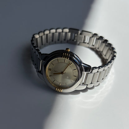Yves Saint Laurent 1990s Round Dial Two-Tone Gold-Plated Watch (Large)