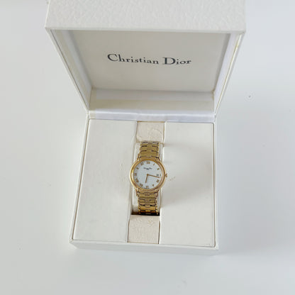 Dior 1990s Date Round Dial Gold Plated Watch (Large)