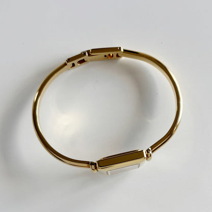 Gucci 1990s Square Dial Gold Plated Bangle Watch