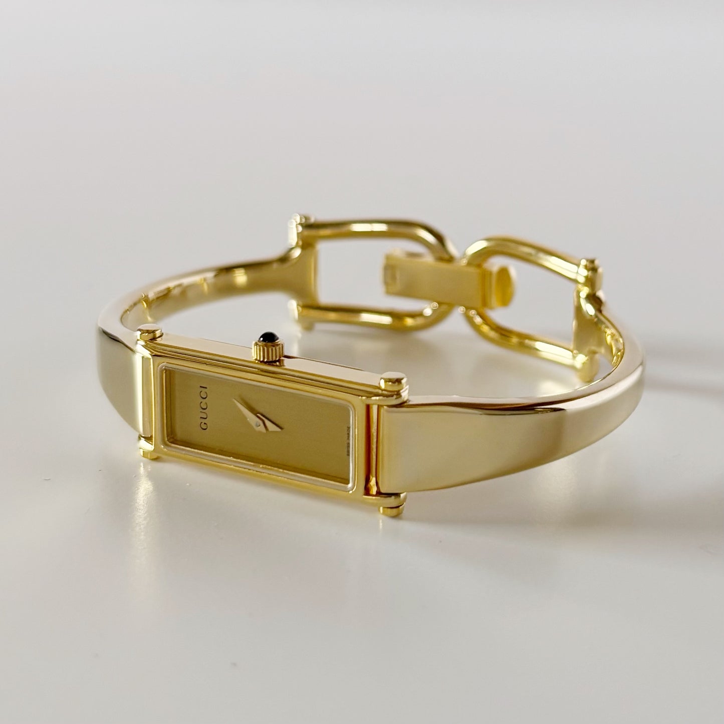 Gucci 1990s  Gold Dial Gold Plated Bangle Watch