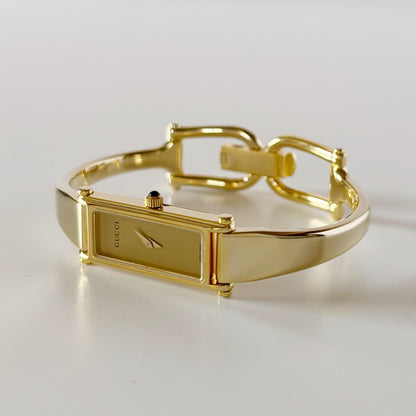 Gucci 1990s  Gold Dial Gold Plated Bangle Watch