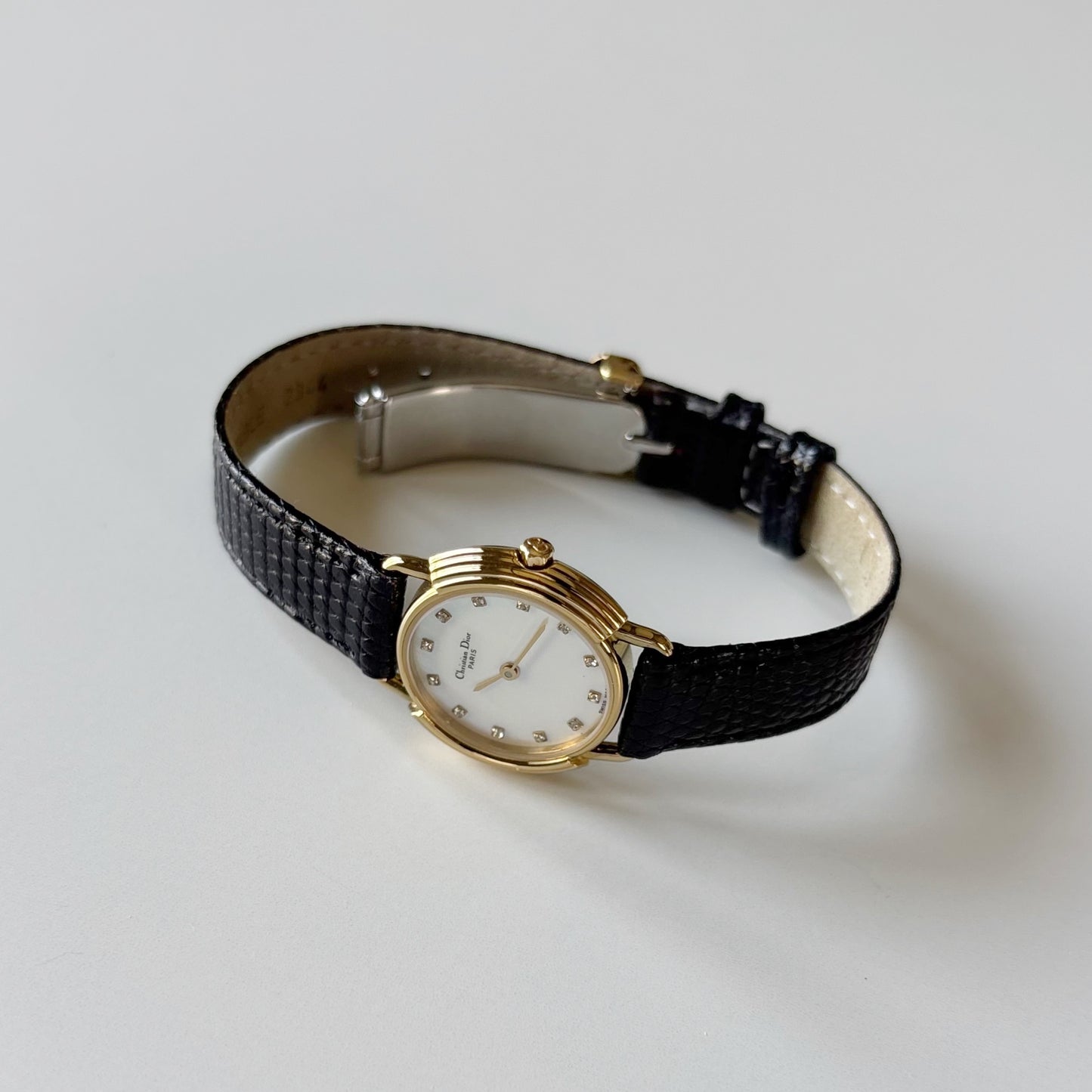 Dior 1990s Seashell Round Dial Gold Plated Watch