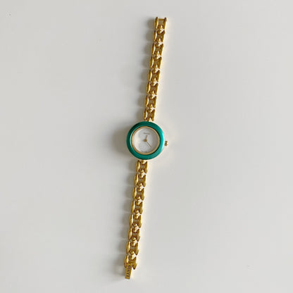 Gucci 1990s Interchangeable Bezel Gold Plated Watch with 6 bezels, case (160mm)