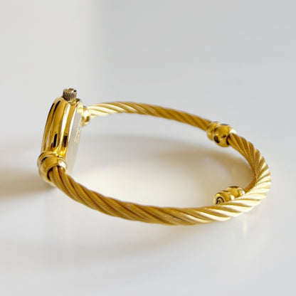 Gucci 1990s Seashell Dial Gold Plated Cable Bangle Watch