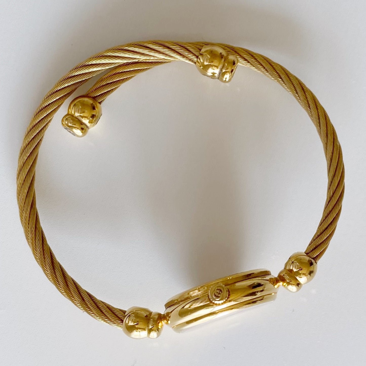 Gucci 1990s Blue Dial Gold Plated Bangle Watch
