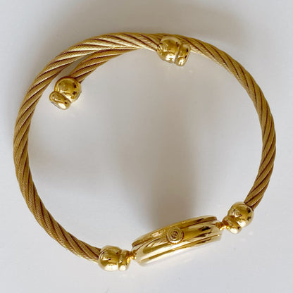 Gucci 1990s Blue Dial Gold Plated Bangle Watch