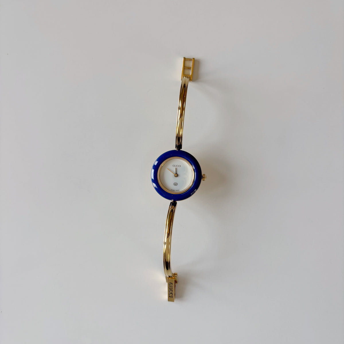 Gucci 1990s Interchangeable Bezel Gold Plated Bangle Watch with 12 bezels, case (Small)