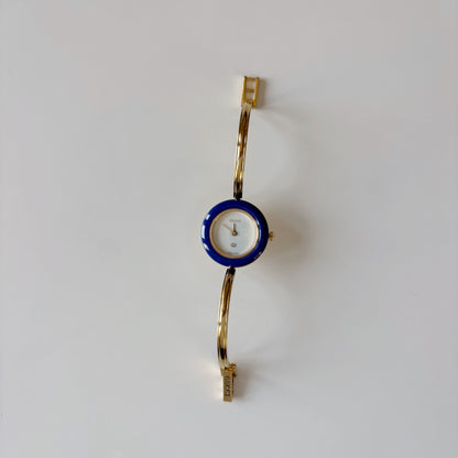 Gucci 1990s Interchangeable Bezel Gold Plated Bangle Watch with 12 bezels, case (Small)