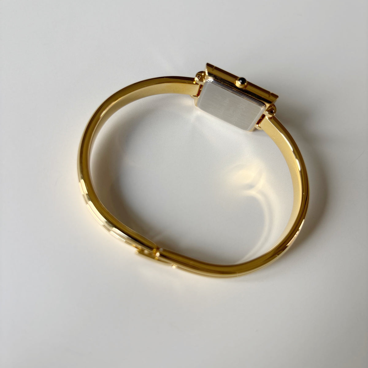 Yves Saint Laurent 1990s Seashell Dial Gold Plated Bangle Watch