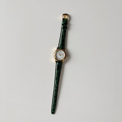 Gucci 1990s Date Round Dial Gold Plated Watch