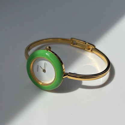 Gucci 1990s Interchangeable Bezel Gold Plated Watch with 12 bezels, case