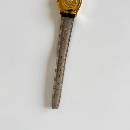 Gucci 1990s Date Round Dial Gold Plated Watch