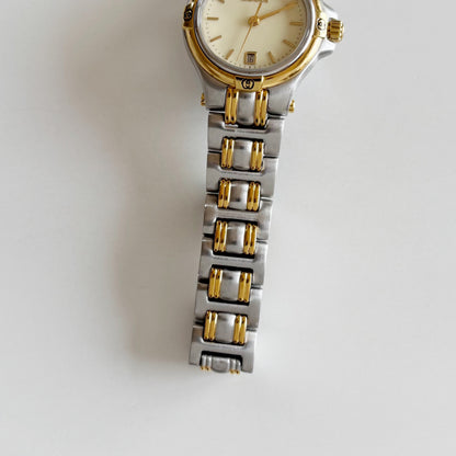 Gucci 1990s Date Round Dial Two Tone Watch