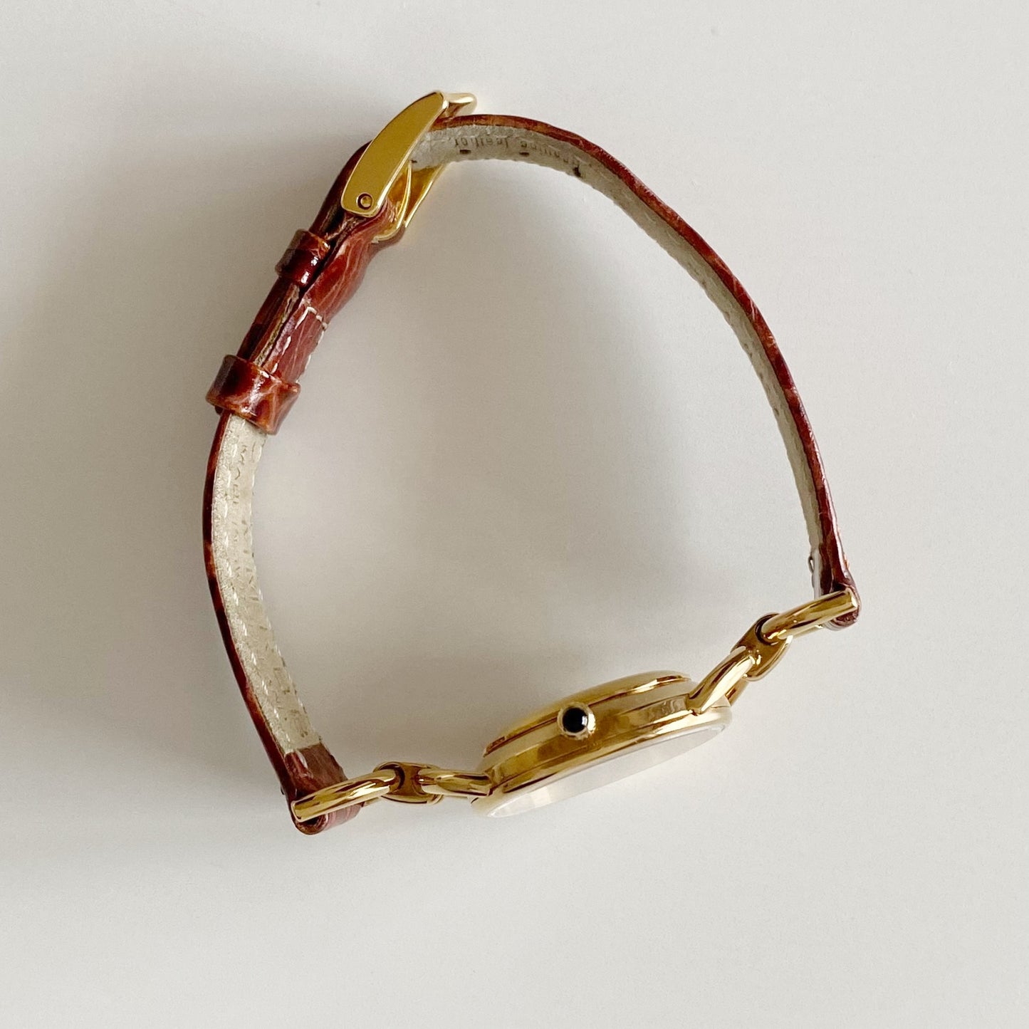 Gucci 1990s Gold Plated Round Dial Horsebit Watch