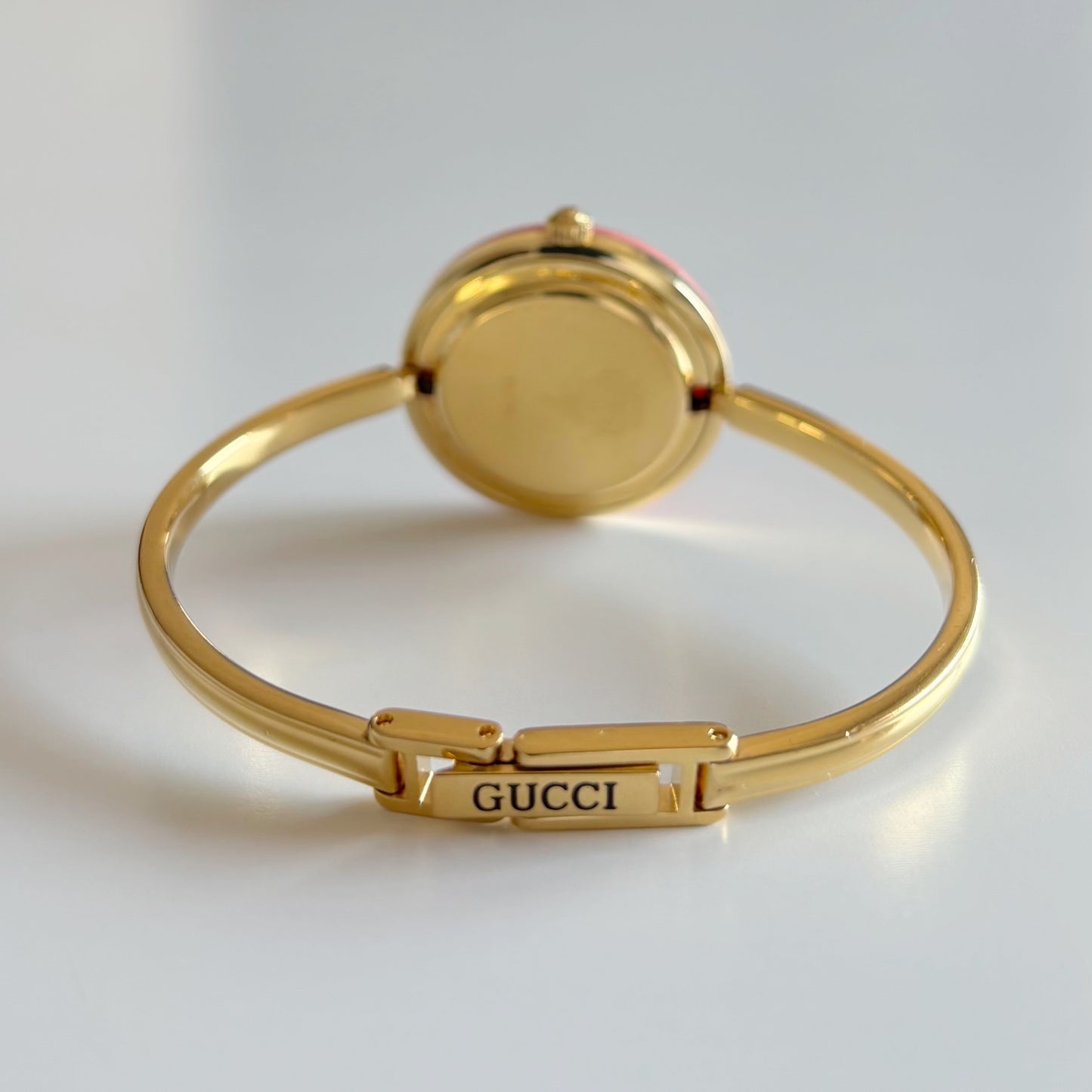 Gucci 1990s Interchangeable Bezel Gold Plated Bangle Watch with 12 bezels, case (Small)