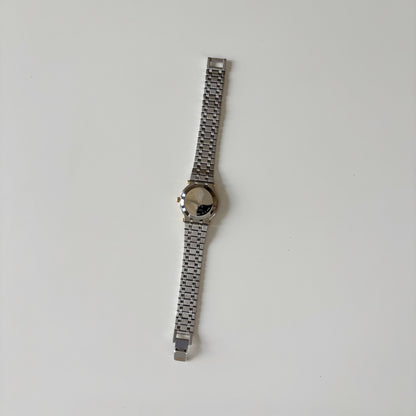 Gucci 1980s Date Round Dial Two Tone Gold Plated Watch
