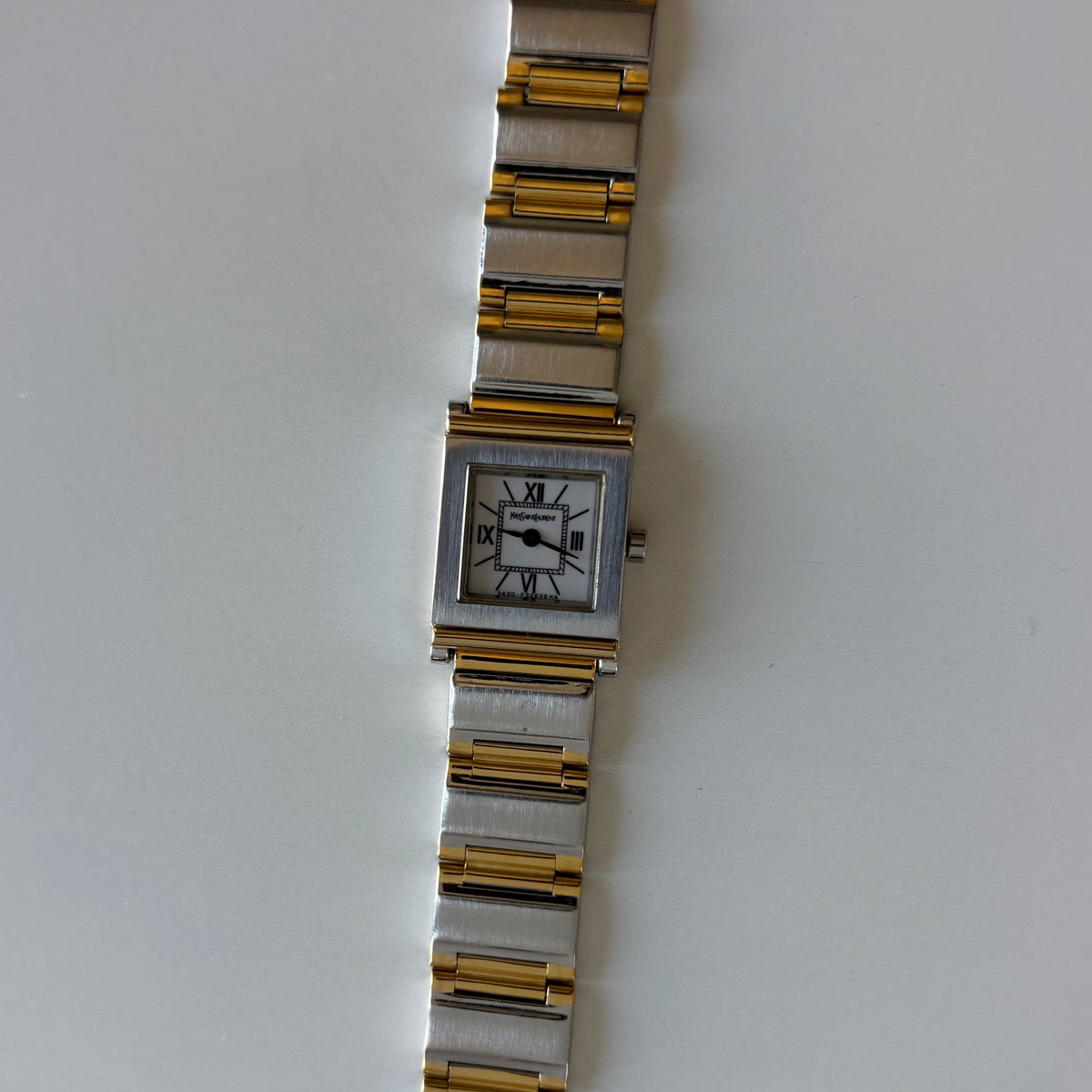 Yves Saint Laurent 1990s Square Dial Two-Tone Gold-Plated Watch