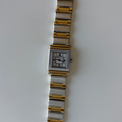 Yves Saint Laurent 1990s Square Dial Two-Tone Gold-Plated Watch