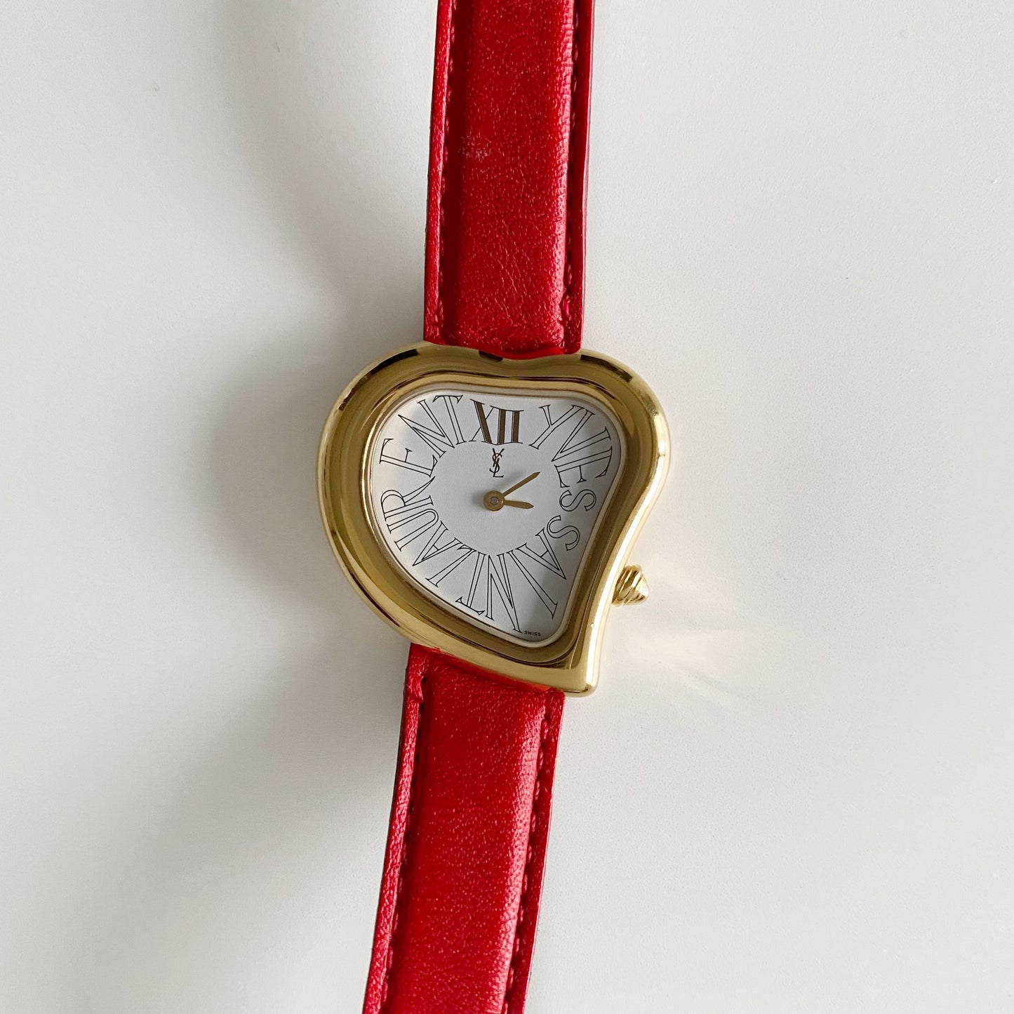 Yves Saint Laurent 1990s Heart shaped Dial Gold Plated Watch
