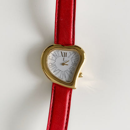 Yves Saint Laurent 1990s Heart shaped Dial Gold Plated Watch