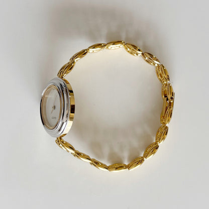 Gucci 1990s Interchangeable Bezel Gold Plated Rice Chain Watch with 6 bezels, case (160mm)
