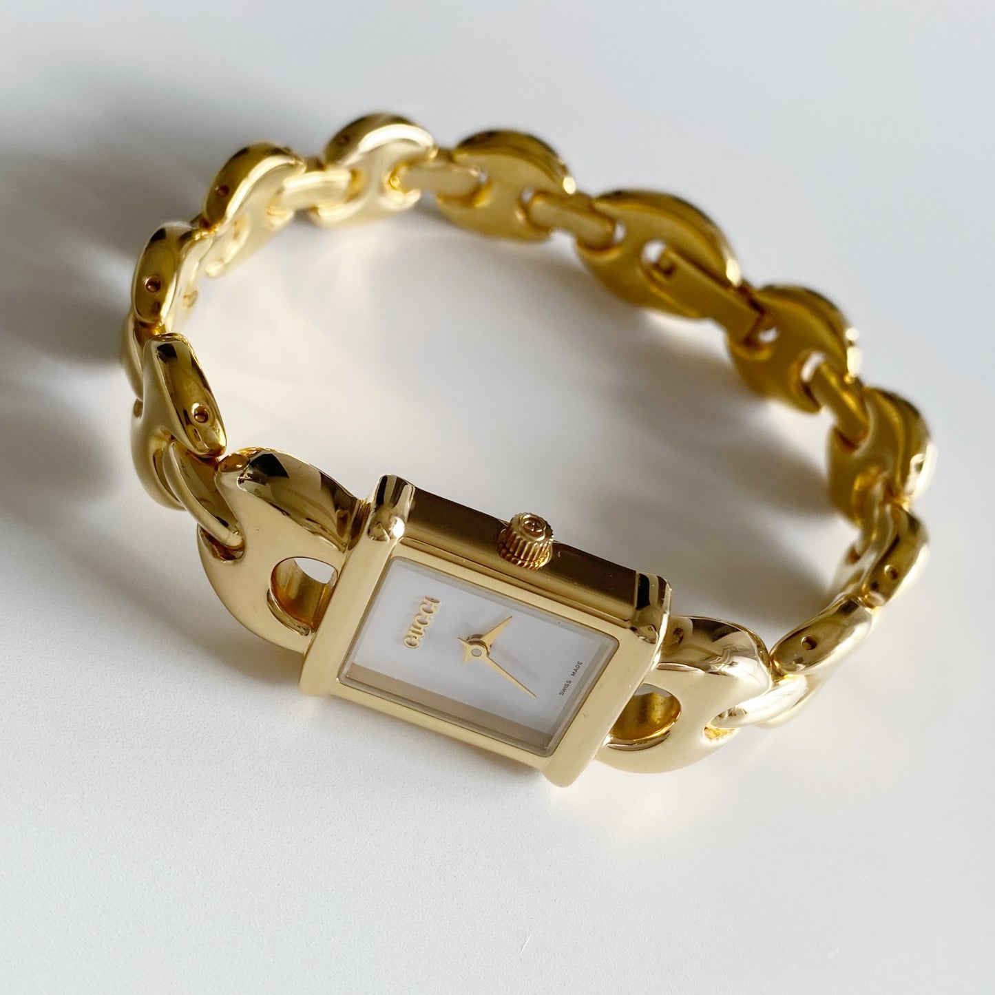 Gucci 1990s Interchangeable Belt Gold Plated Watch with 3 straps, case