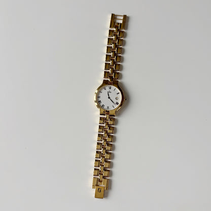 Fendi 1990s Date Round Dial Gold Plated Watch (Large)